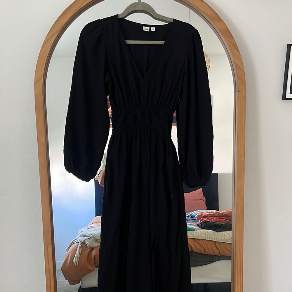 GAP Black Bishop Sleeve V-Neck Sundress